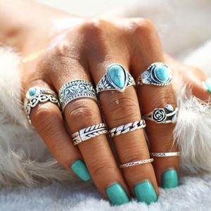 Silver & Turquoise Vintage Ring Set